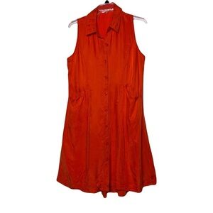 Soft Surroundings | Orange Cascade Sleeveless Shirt Dress, Large